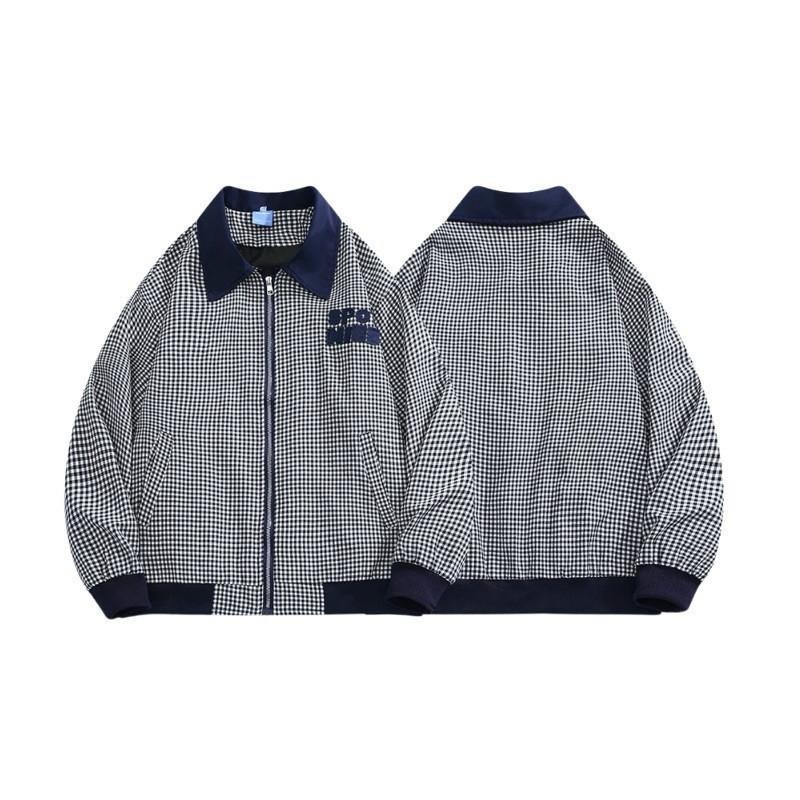 現貨 細節實拍 巴恩風 翻領 格子 夾克 外套 撞色 格紋 男 SJ013-細節圖6