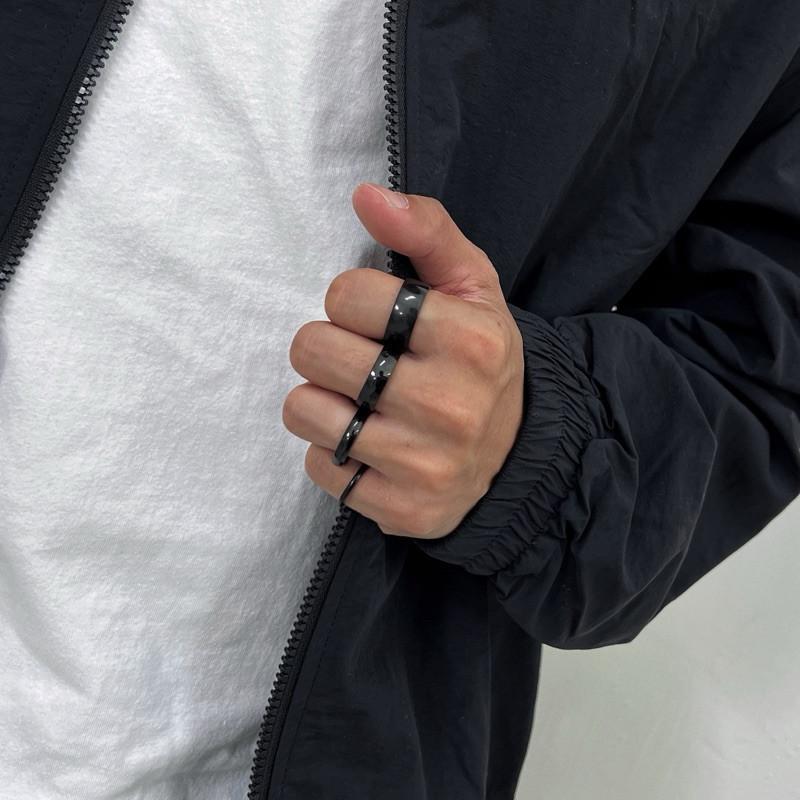 現貨 實拍 4 size 黑弧圈 鈦鋼 戒指 圓弧戒 男戒 焦慮戒指-細節圖2