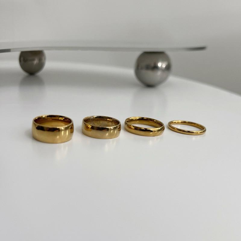 現貨 實拍 4 size 金弧圈圓弧戒 鈦鋼 寬戒 細戒-細節圖8