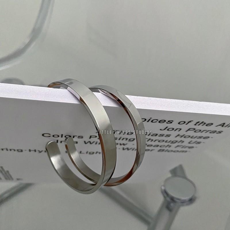 現貨 實拍 鏡面感 開口手環 極簡 手環 簡約 韓系 鈦鋼-細節圖3