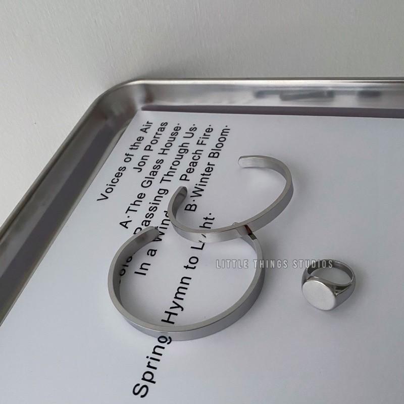 現貨 實拍 鏡面感 開口手環 極簡 手環 簡約 韓系 鈦鋼-細節圖5