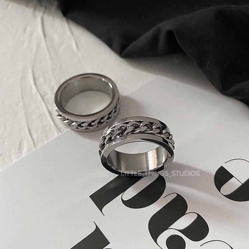 現貨 鎖鏈戒指 鈦鋼 對戒 鐵鏈 情侶 男 女 戒指-細節圖2