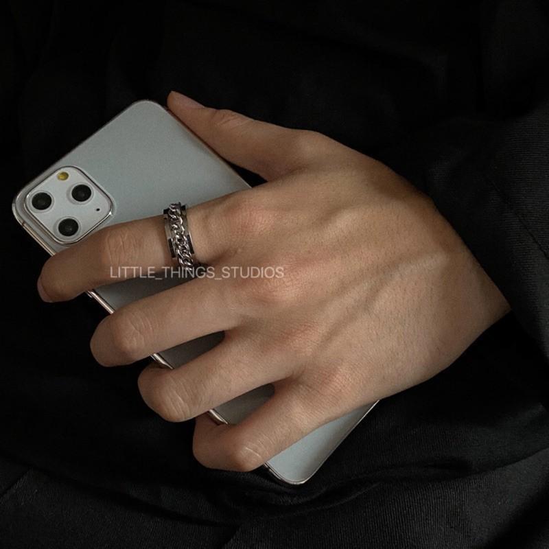 現貨 鎖鏈戒指 鈦鋼 對戒 鐵鏈 情侶 男 女 戒指-細節圖5