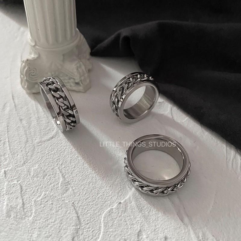 現貨 鎖鏈戒指 鈦鋼 對戒 鐵鏈 情侶 男 女 戒指-細節圖7