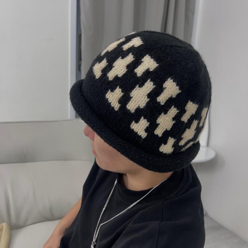 最後現貨出清價 實拍 2色 圖騰捲邊毛帽 毛線帽 圖騰 護耳帽 針織帽 保暖-細節圖2