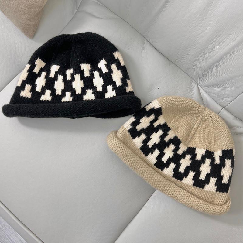 最後現貨出清價 實拍 2色 圖騰捲邊毛帽 毛線帽 圖騰 護耳帽 針織帽 保暖-細節圖3