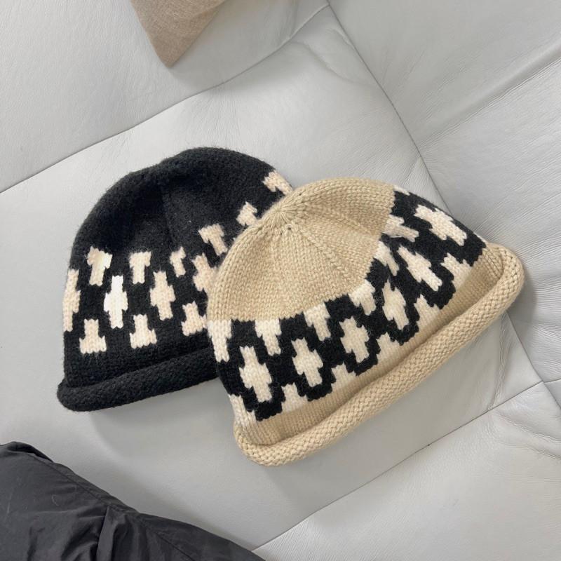 最後現貨出清價 實拍 2色 圖騰捲邊毛帽 毛線帽 圖騰 護耳帽 針織帽 保暖-細節圖5