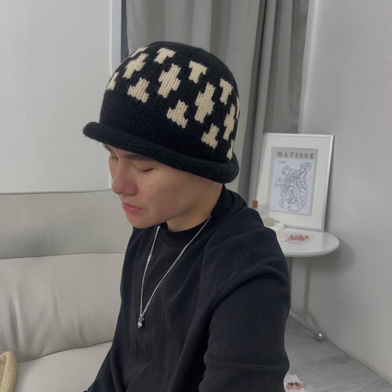 最後現貨出清價 實拍 2色 圖騰捲邊毛帽 毛線帽 圖騰 護耳帽 針織帽 保暖-細節圖6