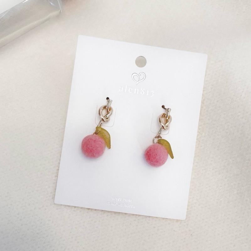 現貨 實拍 韓國空運 絨毛櫻桃 垂墜 耳環 韓系 女 韓國飾品 少女-細節圖7