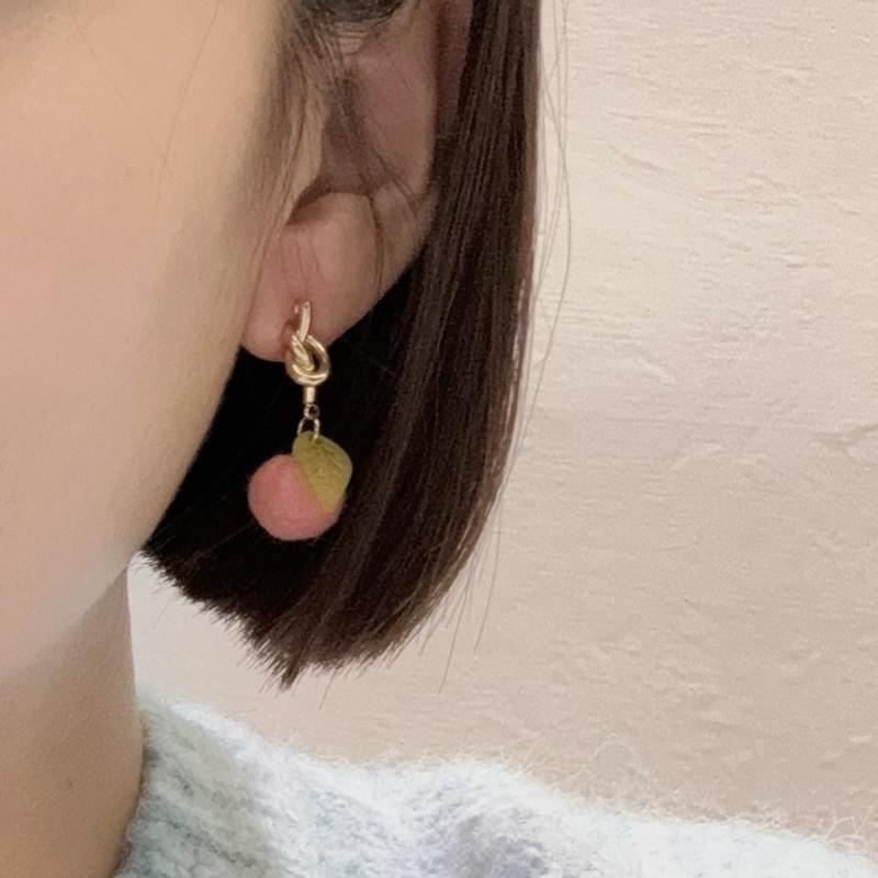 現貨 實拍 韓國空運 絨毛櫻桃 垂墜 耳環 韓系 女 韓國飾品 少女-細節圖8