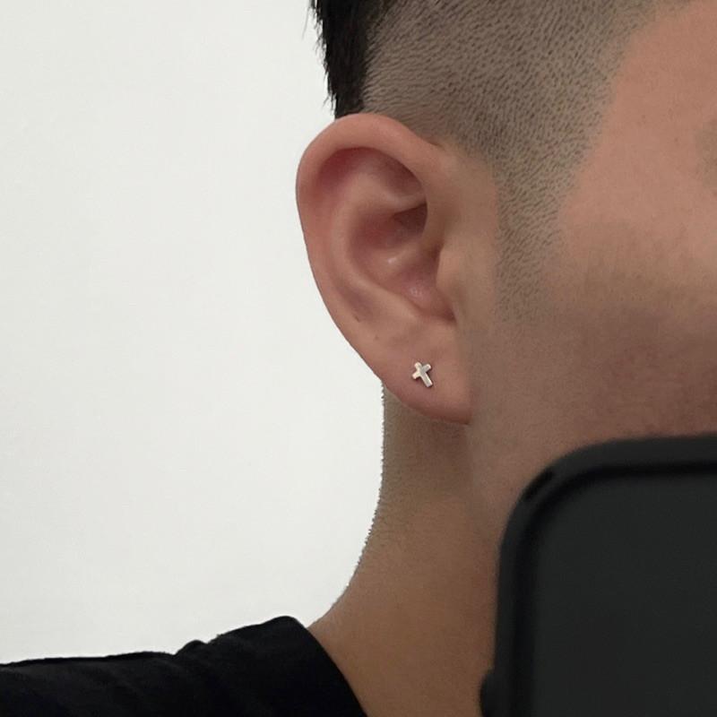 現貨 實拍 超迷你系列 十字架 耳環 鈦鋼 迷你 銀色 耳釘-細節圖5