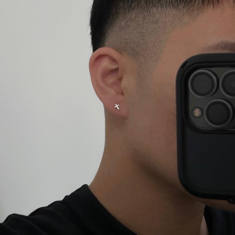 現貨 實拍 超迷你系列 十字架 耳環 鈦鋼 迷你 銀色 耳釘-細節圖7