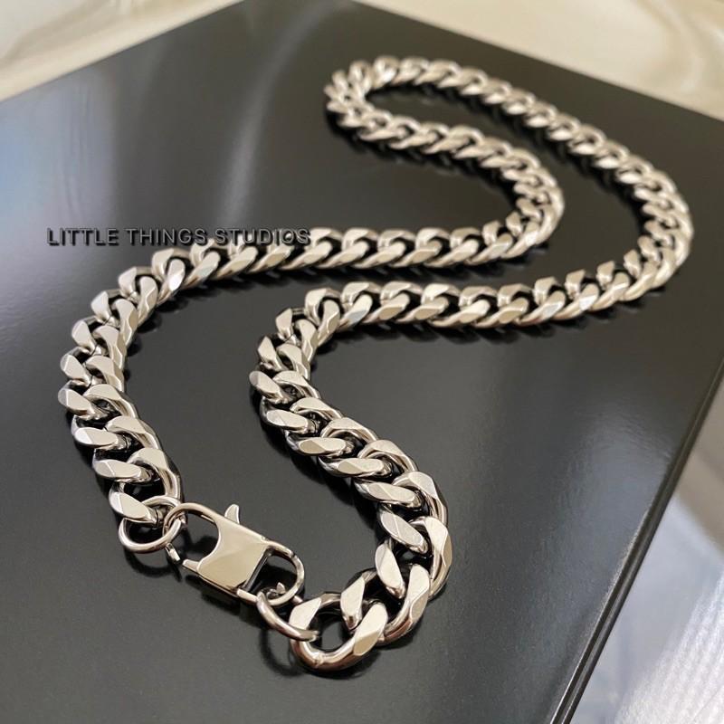 現貨 實拍 鈦鋼古巴鍊 不鏽鋼 短鏈 男 Cuban Link Chain-細節圖2