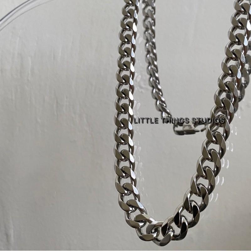 現貨 實拍 鈦鋼古巴鍊 不鏽鋼 短鏈 男 Cuban Link Chain-細節圖6
