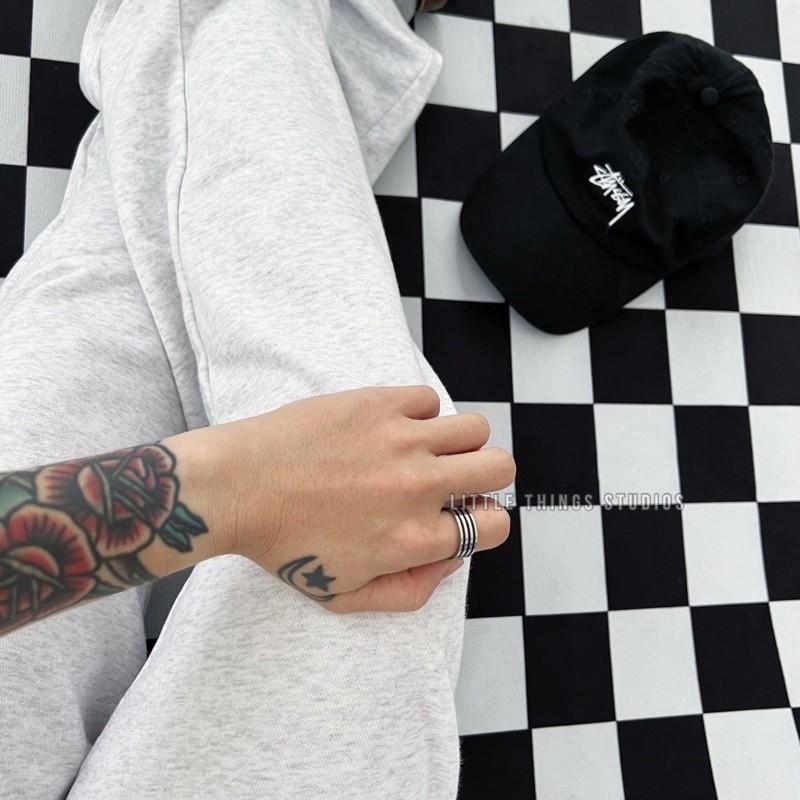 現貨 實拍 三槓黑線 鈦鋼 戒指 男生 簡約 線條 黑 銀-細節圖2