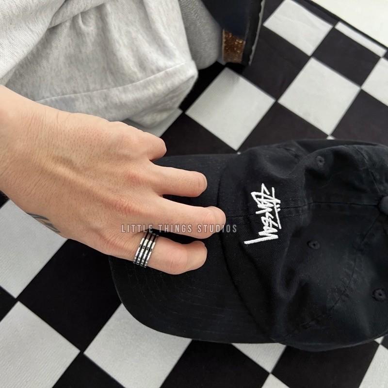 現貨 實拍 三槓黑線 鈦鋼 戒指 男生 簡約 線條 黑 銀-細節圖3