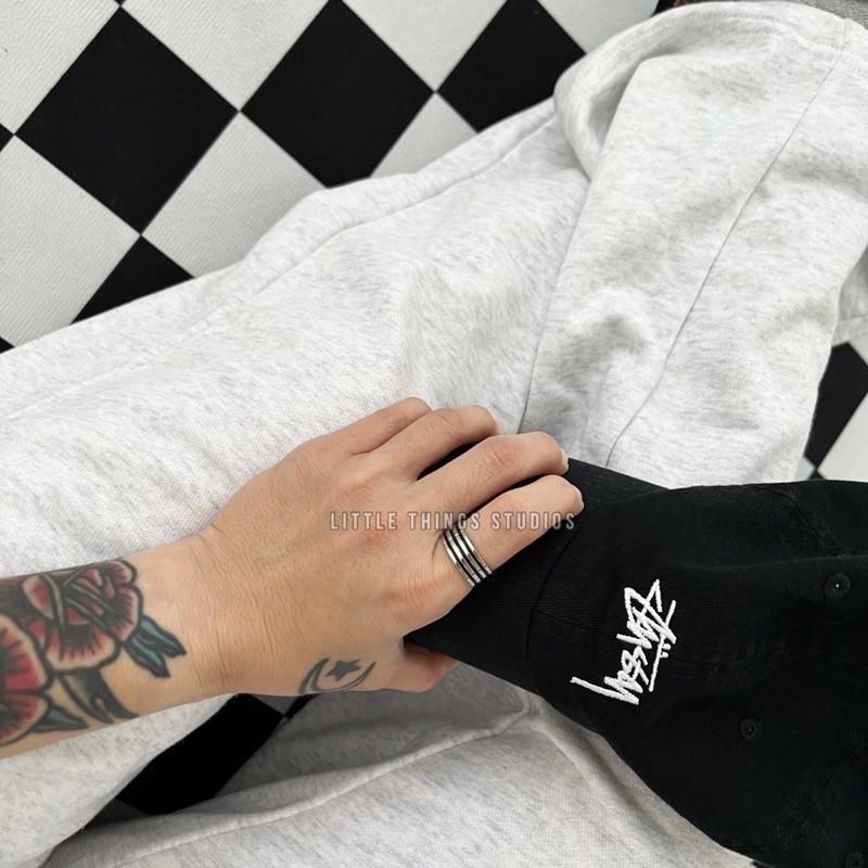 現貨 實拍 三槓黑線 鈦鋼 戒指 男生 簡約 線條 黑 銀-細節圖6