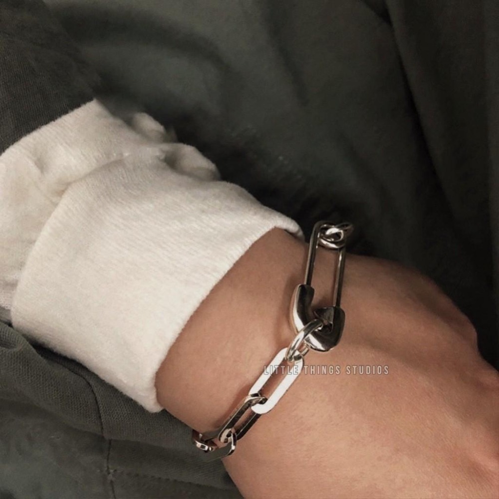 現貨 實拍 設計款 別針 拼接 手鏈 仿舊 手鍊 個性 銀 S925 SW037-細節圖7