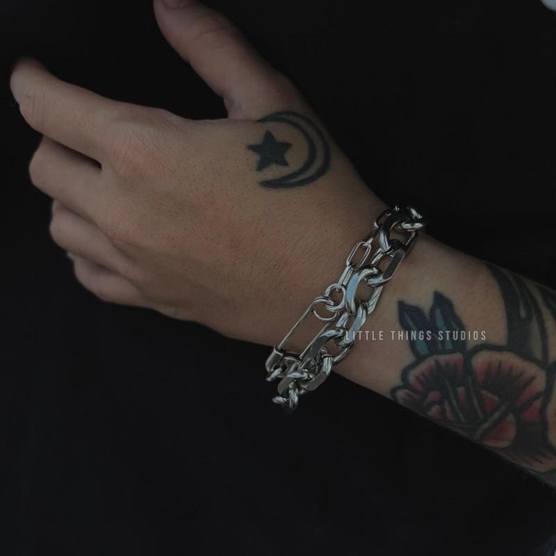 現貨 實拍 設計款 別針 拼接 手鏈 仿舊 手鍊 個性 銀 S925 SW037-細節圖8