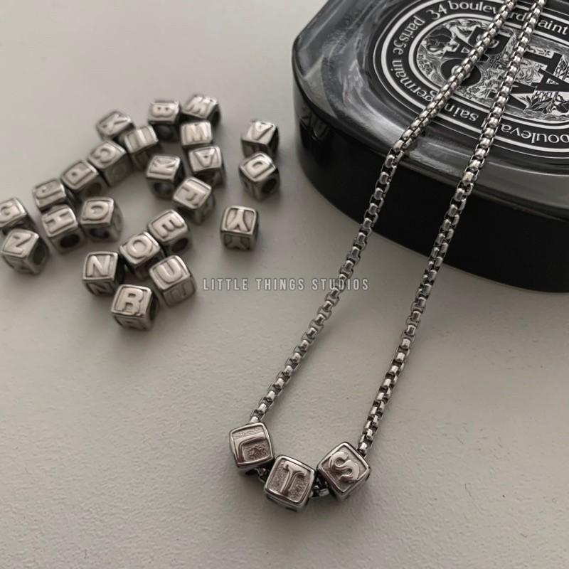 最後現貨特價 客製化 實拍 字母方塊項鍊 鈦鋼 字母 對鍊-細節圖3