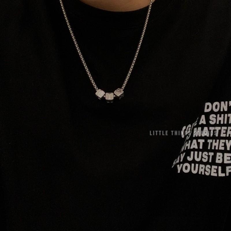 最後現貨特價 客製化 實拍 字母方塊項鍊 鈦鋼 字母 對鍊-細節圖6