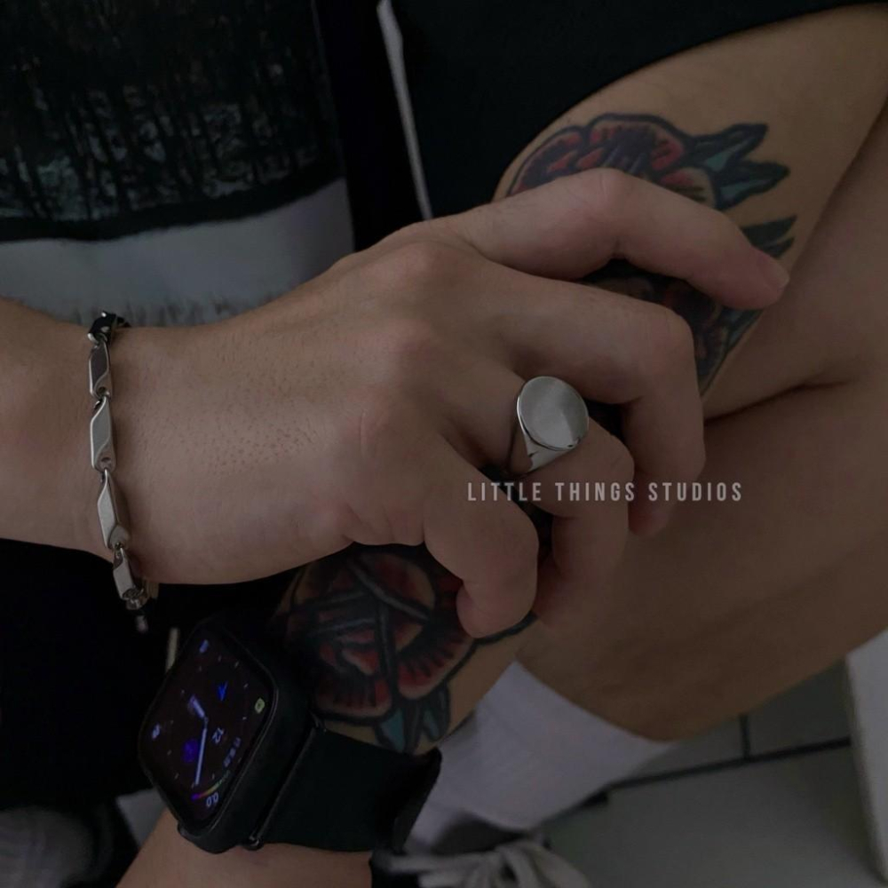 現貨 實拍 鏡面感 戒指 平切 圓形 戒指 鈦鋼 銀色 情侶-細節圖2