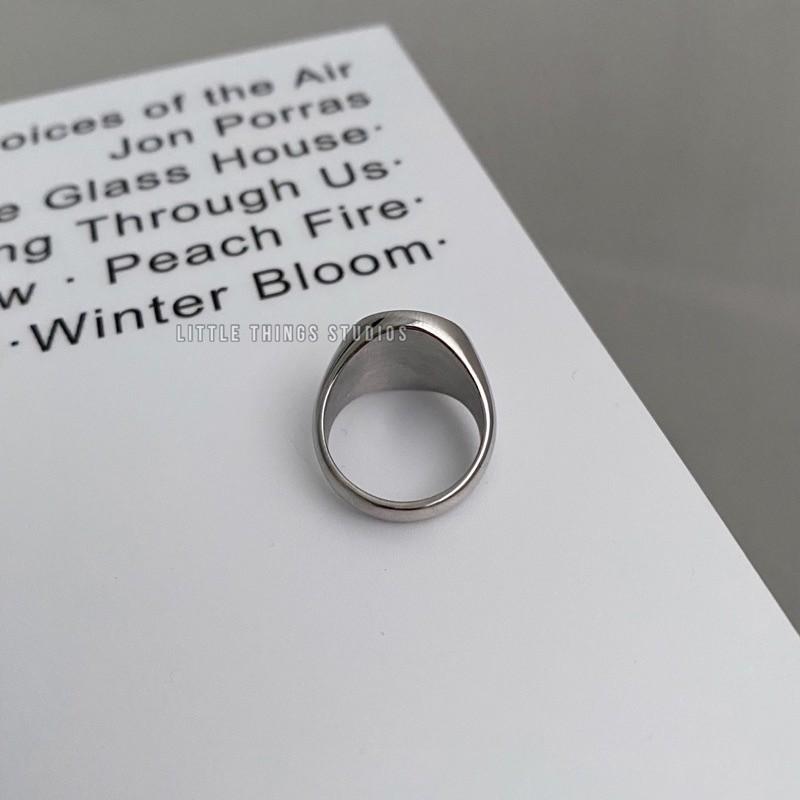 現貨 實拍 鏡面感 戒指 平切 圓形 戒指 鈦鋼 銀色 情侶-細節圖5