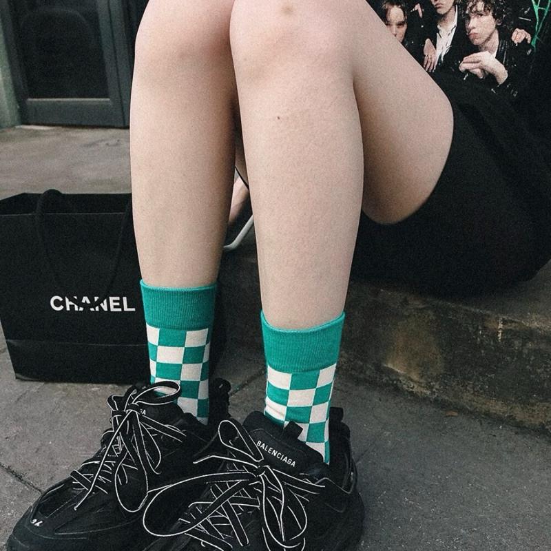 現貨 3色 棋盤格短襪 休閒 格子 長襪 棋盤格 短襪 女襪-細節圖3