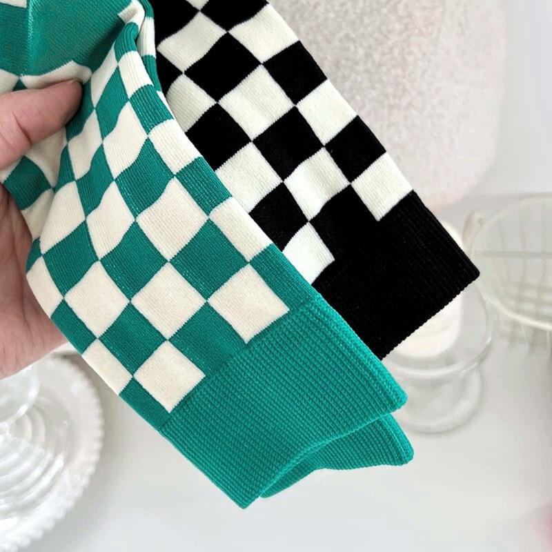 現貨 3色 棋盤格短襪 休閒 格子 長襪 棋盤格 短襪 女襪-細節圖4