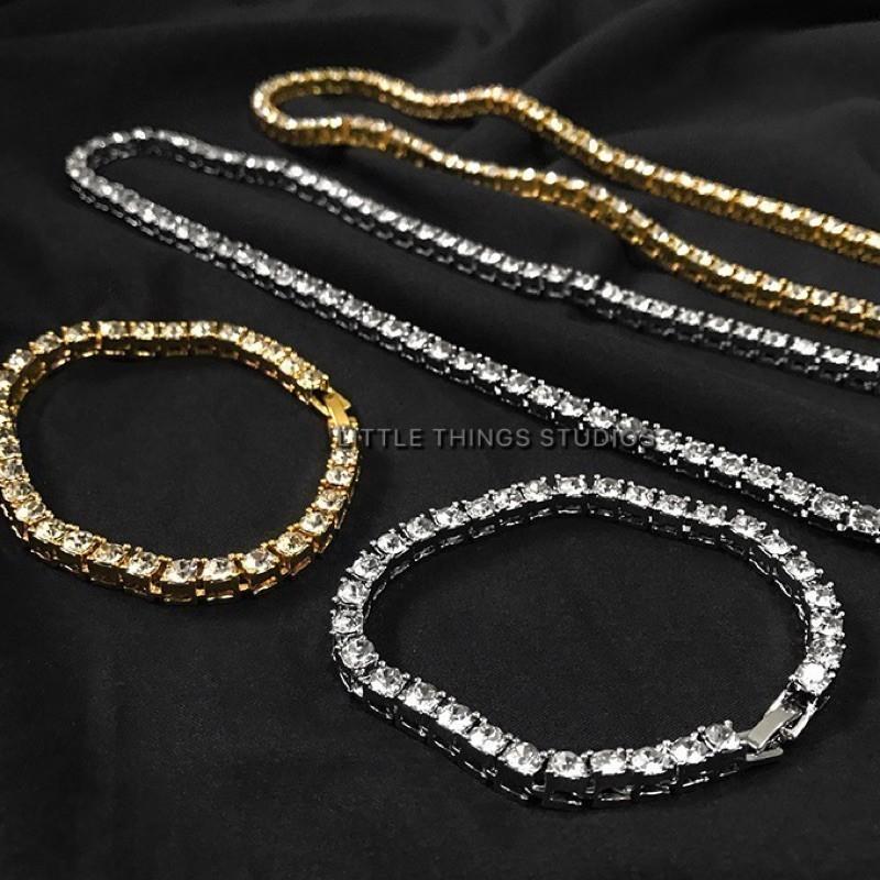 出清價售完不補 現貨 2色 單排萊茵鑽手鍊 水鑽 排鑽 手鍊 手鏈 方鑽 金色 銀色-細節圖4