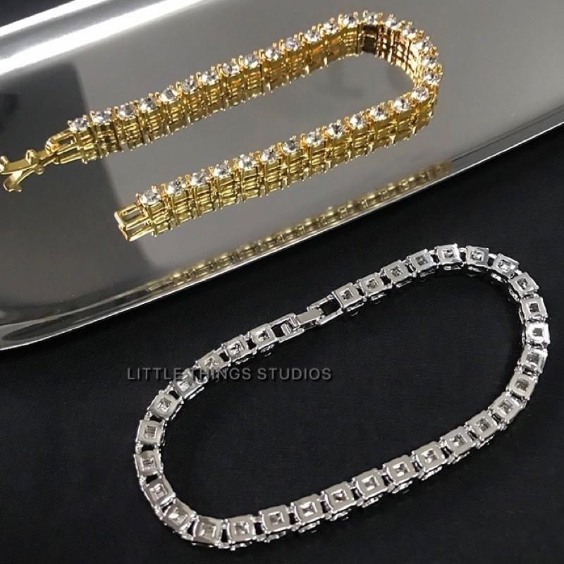 出清價售完不補 現貨 2色 單排萊茵鑽手鍊 水鑽 排鑽 手鍊 手鏈 方鑽 金色 銀色-細節圖6