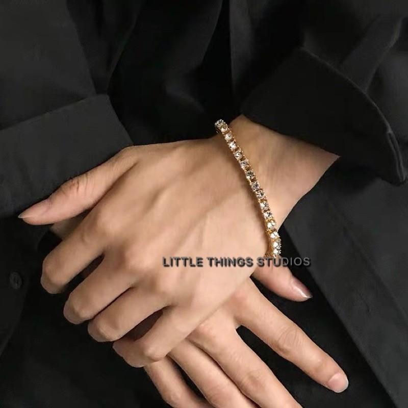 出清價售完不補 現貨 2色 單排萊茵鑽手鍊 水鑽 排鑽 手鍊 手鏈 方鑽 金色 銀色-細節圖8