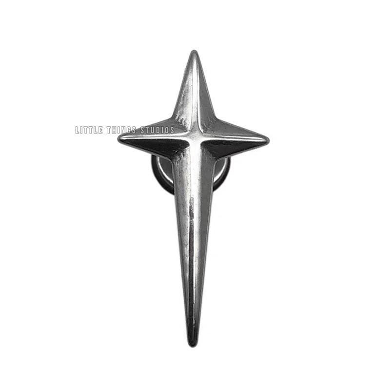 現貨 內有實拍 十字芒星耳釘 鈦鋼 耳環 十字架 通體鋼 抗生鏽-細節圖4