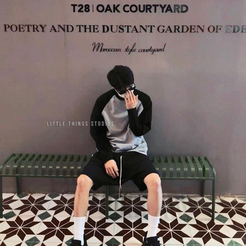 現貨 內有實拍 拼接袖棒球tee 重磅 純棉 潮流 320G ST074-細節圖2