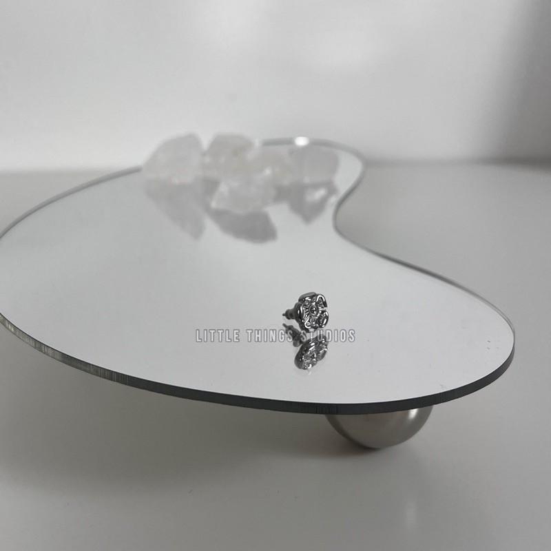 現貨 實拍 山茶花 鈦鋼耳環 潮流 耳釘 銀 小花-細節圖4