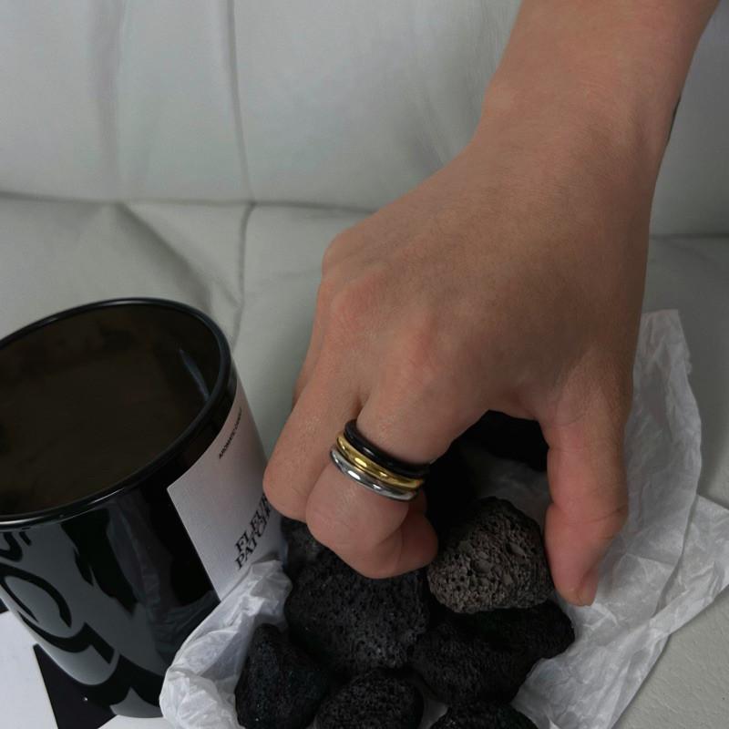 現貨 實拍 3色 立體粗圈戒指 鈦鋼戒指 男生戒指 女生戒指 鈦鋼尾戒 素戒 戒指 焦慮戒指-細節圖2