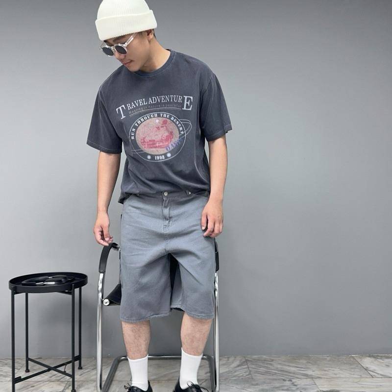 現貨 實拍 韓國製 水洗藍 冒險旅程 純棉 短tee 短袖 上衣 水洗 汽車 男 韓國t ST034_2-細節圖2