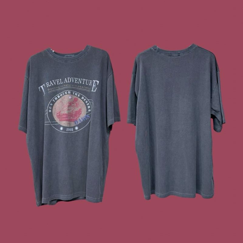 現貨 實拍 韓國製 水洗藍 冒險旅程 純棉 短tee 短袖 上衣 水洗 汽車 男 韓國t ST034_2-細節圖8