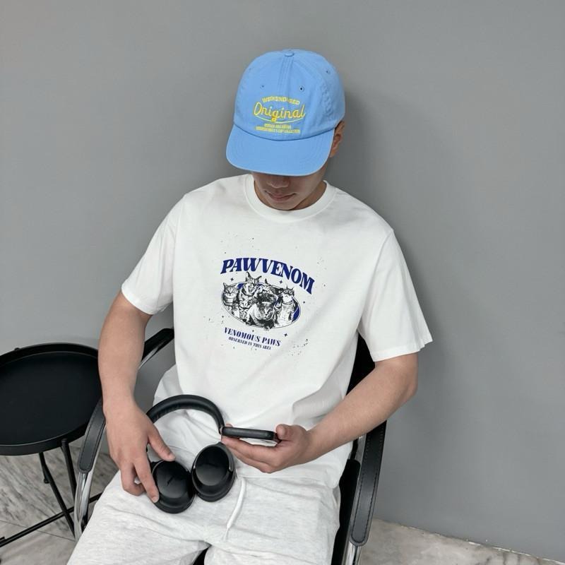 現貨 實拍 韓國製 貓咪俱樂部 純棉 短tee 短袖 上衣 男 喵星人 貓咪 短t ST024-細節圖2