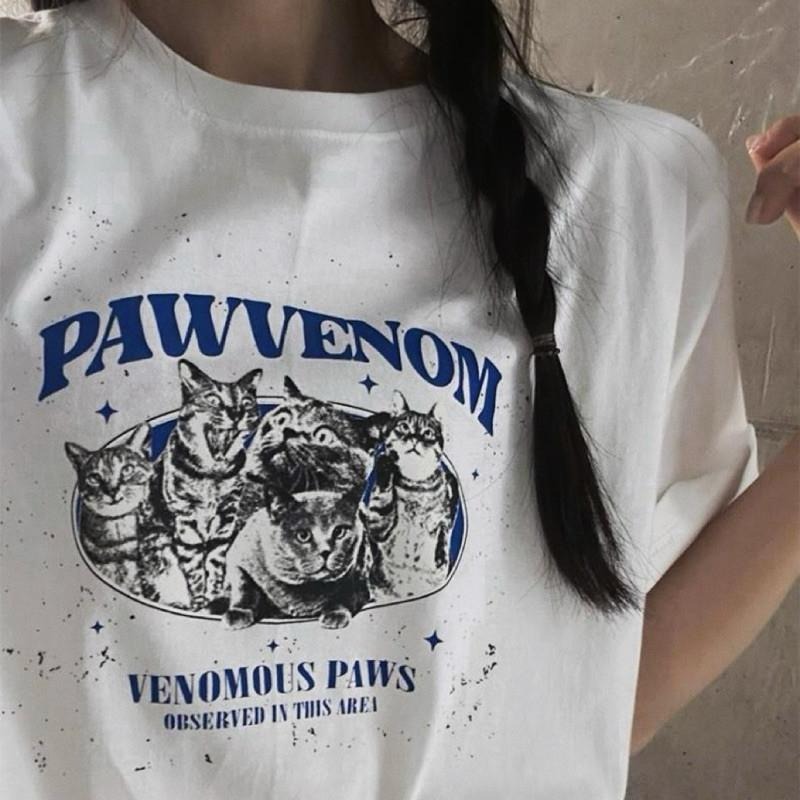 現貨 實拍 韓國製 貓咪俱樂部 純棉 短tee 短袖 上衣 男 喵星人 貓咪 短t ST024-細節圖7