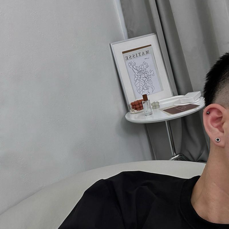 現貨 實拍 寶石墜邊耳環 仿舊 黑 通體純銀s925-細節圖3