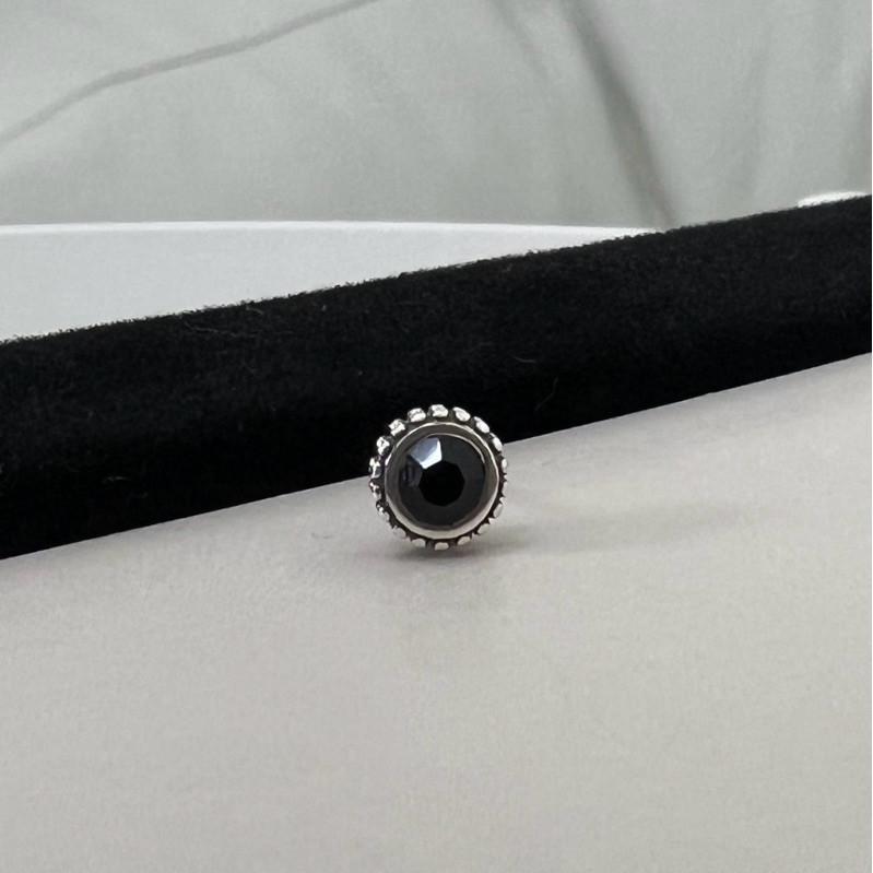 現貨 實拍 寶石墜邊耳環 仿舊 黑 通體純銀s925-細節圖4