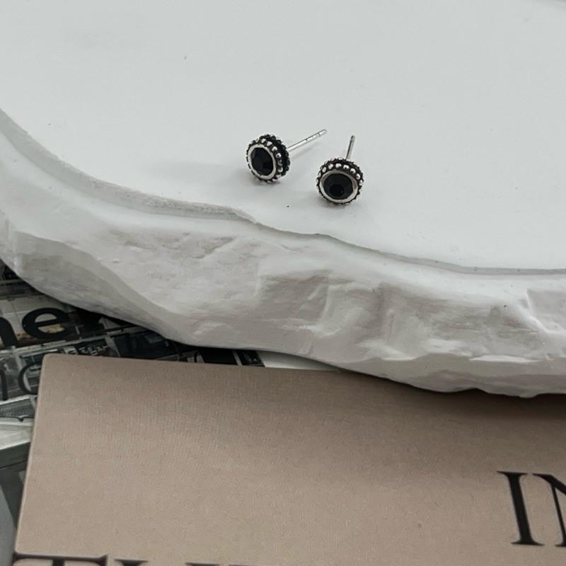 現貨 實拍 寶石墜邊耳環 仿舊 黑 通體純銀s925-細節圖7