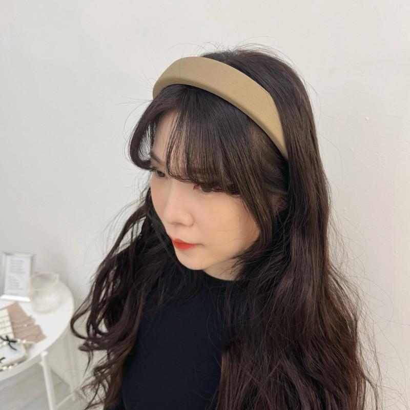 現貨實拍 2色 霧面皮革 髮窟 厚海綿 高顱頂 素面髮窟 皮革 髮飾-細節圖2