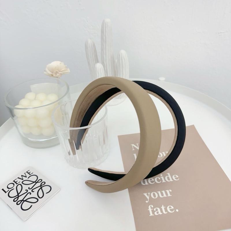 現貨實拍 2色 霧面皮革 髮窟 厚海綿 高顱頂 素面髮窟 皮革 髮飾-細節圖8