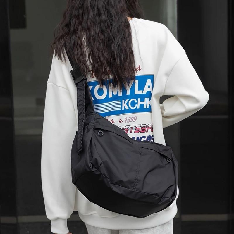 現貨 雙口拉鍊 斜背包 尼龍 側背包 防潑水 輕量 男 女 情侶 道士包 SB016-細節圖7