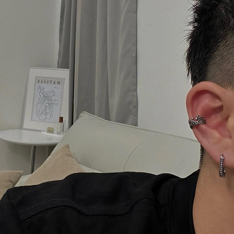 現貨 實拍 韓國空運 復古鏈條耳圈 u型 刻紋 鈦鋼 耳環 仿舊 鏈條-細節圖7