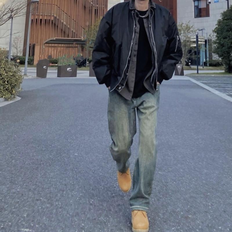 現貨 MZ vibe 做舊 牛仔 長褲 薄款 牛仔褲 鐵鏽色 復古刷色-細節圖3