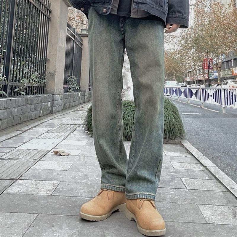 現貨 MZ vibe 做舊 牛仔 長褲 薄款 牛仔褲 鐵鏽色 復古刷色-細節圖7