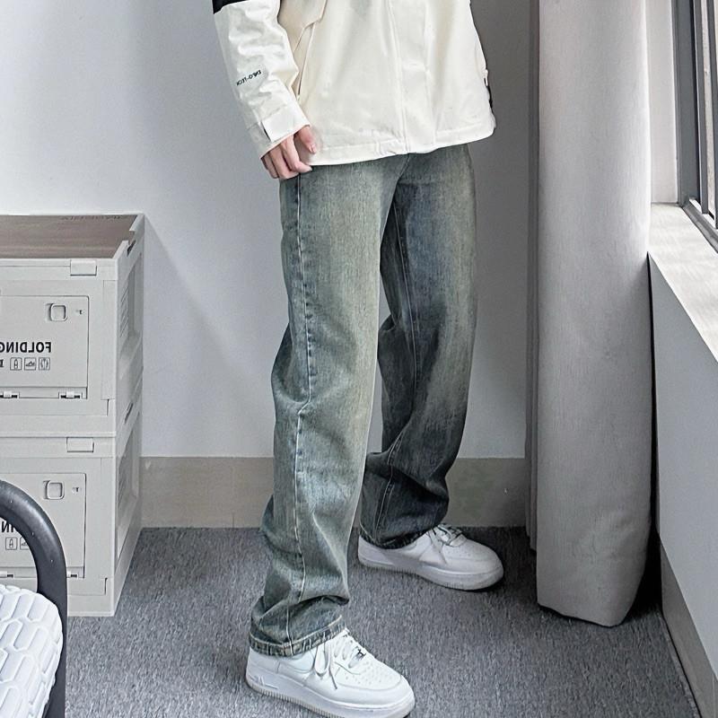 現貨 MZ vibe 做舊 牛仔 長褲 薄款 牛仔褲 鐵鏽色 復古刷色-細節圖8